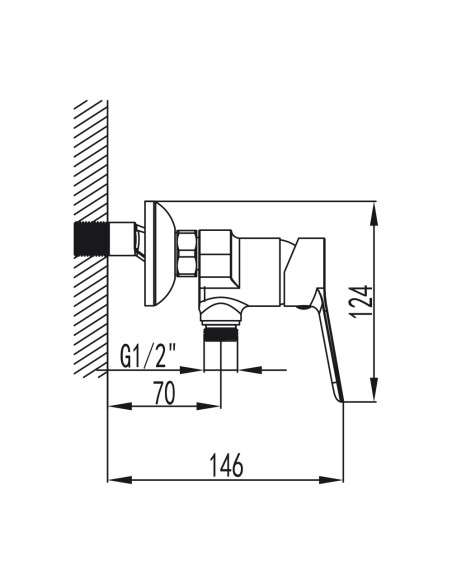 Grifo de ducha RHIO negro 3169NG - Dibujo técnico