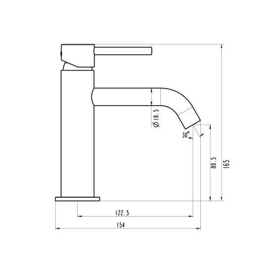 Grifo de lavabo Sirio titanio 3170T - Dibujo técnico