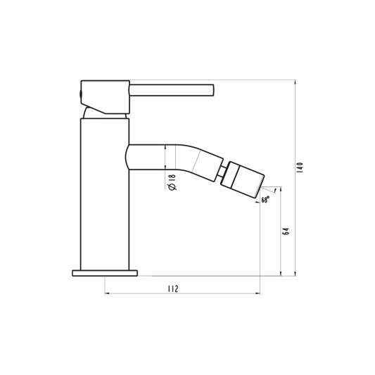 Grifo de bidé Sirio titanio 3171T - Dibujo técnico