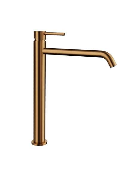 Grifo de lavabo de caño alto Sirio cobre cepillado 3172CB