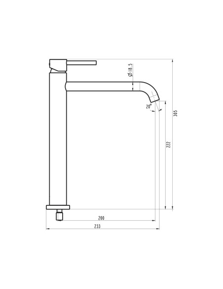 Grifo de lavabo de caño alto Sirio cobre cepillado 3172CB - Dibujo técnico
