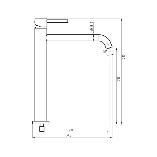 Grifo de lavabo de caño alto Sirio titanio 3172T - Dibujo técnico