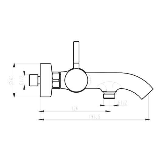 Grifo de bañera Sirio cobre cepillado 3173CB - Dibujo técnico