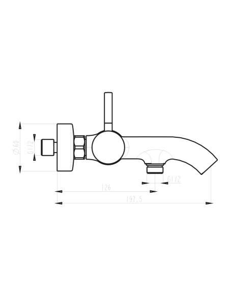 Grifo de bañera Sirio titanio 3173T - Dibujo técnico
