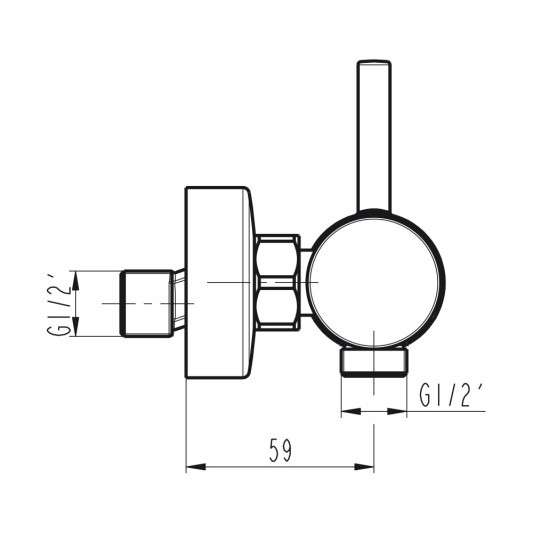 Grifo de ducha Sirio cobre cepillado 3174CB - Dibujo técnico