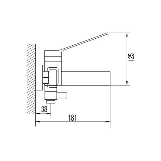 Grifo de bañera Tarsio cromo 3123-TR - Dibujo técnico