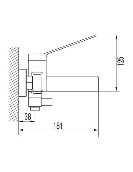Grifo de bañera Tarsio cromo 3123-TR - Dibujo técnico
