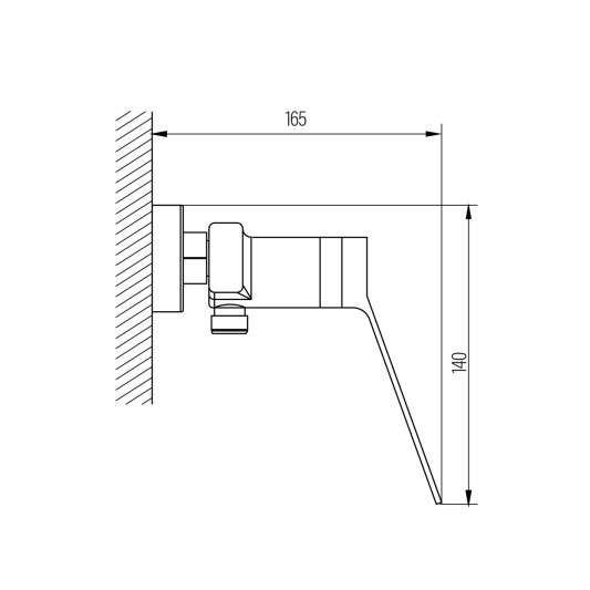 Grifo de ducha Tarsio negro mate 3129-TR - Dibujo técnico