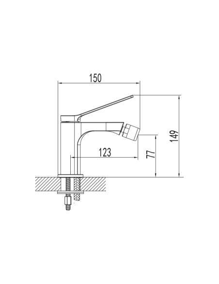 Grifo de bidé Tarsio níquel cepillado 3203NK - Dibujo técnico