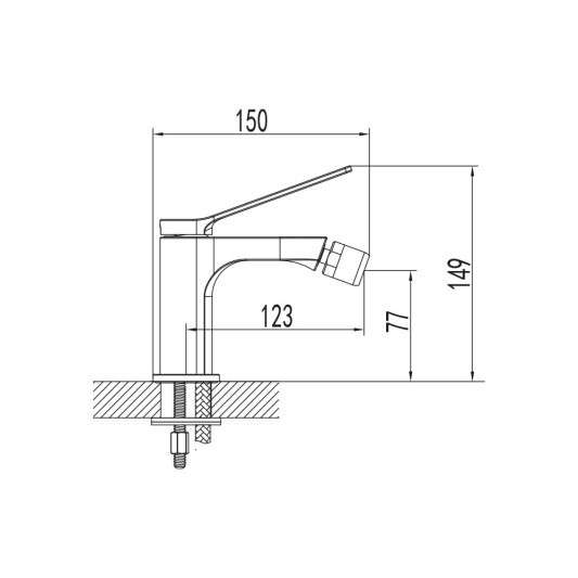 Grifo de bidé Tarsio oro cepillado 3203OR - Dibujo técnico