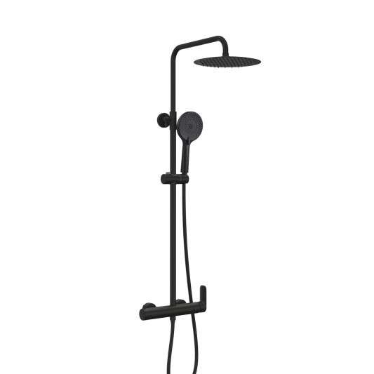 Columna de ducha monomando Inverter R negro mate con maneta Cassio 3135CASSIO