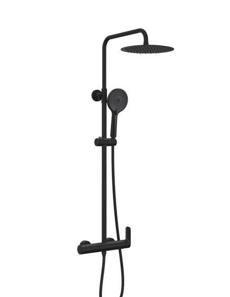 Columna de ducha monomando Inverter R negro mate con maneta Cassio 3135CASSIO