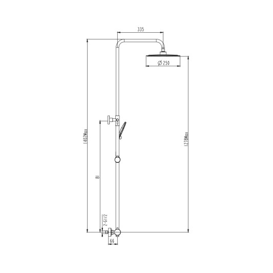 Columna de ducha monomando Inverter R negro mate con maneta Dior 3135DIOR 2