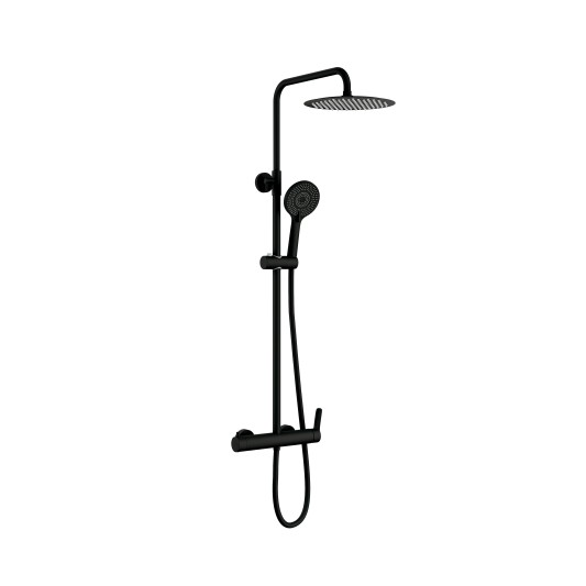 Columna de ducha monomando Inverter R negro mate con maneta Rhio/Tarsio 3135RHIO