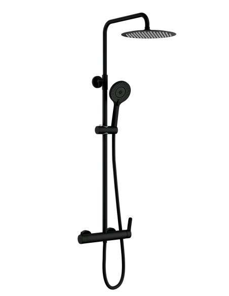 Columna de ducha monomando Inverter R negro mate con maneta Rhio/Tarsio 3135RHIO