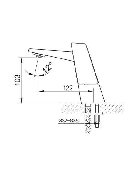Grifo de lavabo Atrio cromo 3076 - Dibujo técnico