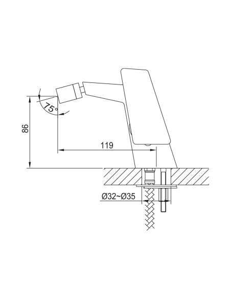 Grifo de bidé Atrio cromo 3077 - Dibujo técnico