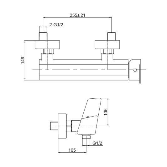 Grifo de ducha Atrio cromo 3079 - Dibujo técnico
