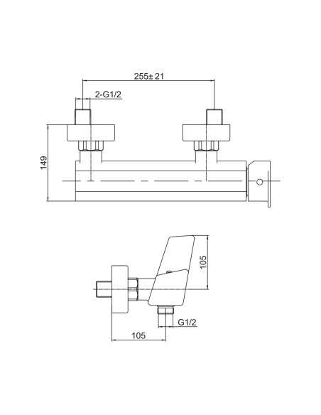 Grifo de ducha Atrio cromo 3079 - Dibujo técnico
