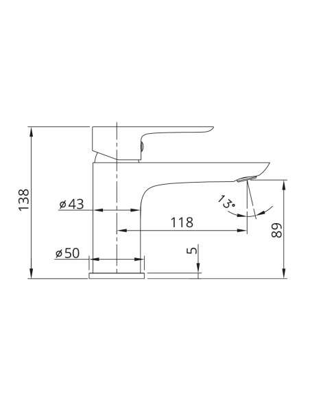 Grifo de lavabo Cassio cromo 3060 - Dibujo técnico