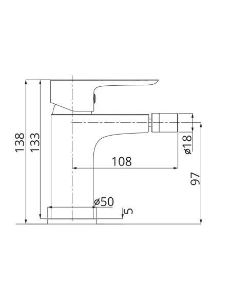 Grifo de bidé Cassio cromo 3061 - Dibujo técnico