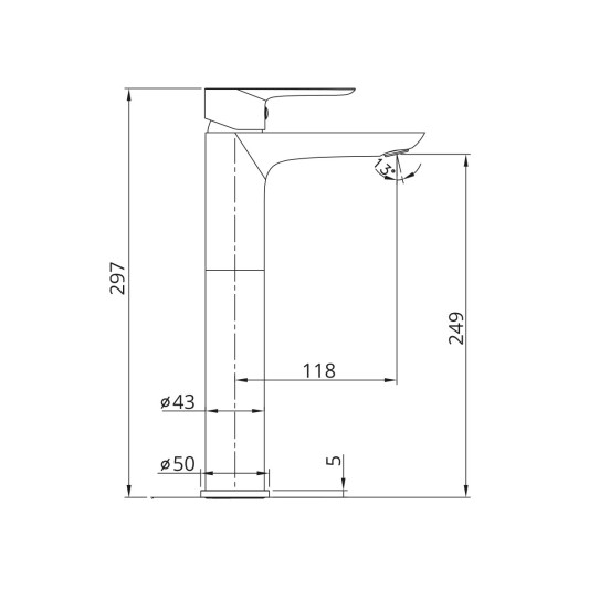 Grifo de lavabo de caño alto Cassio cromo 3100 2