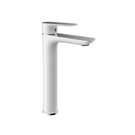 Grifo de lavabo de caño alto Cassio blanco y cromo 3101