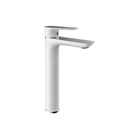 Grifo de lavabo de caño alto Cassio blanco y cromo 3101