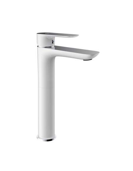 Grifo de lavabo de caño alto Cassio blanco y cromo 3101