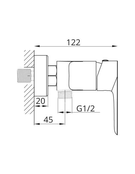 Grifo de ducha Cassio titanio 3108 - Dibujo técnico