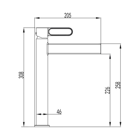 Grifo de lavabo de caño alto Dior negro 3126