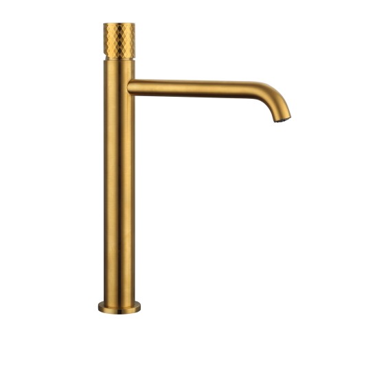 Grifo de lavabo de caño alto Helios oro cepillado 3219OR