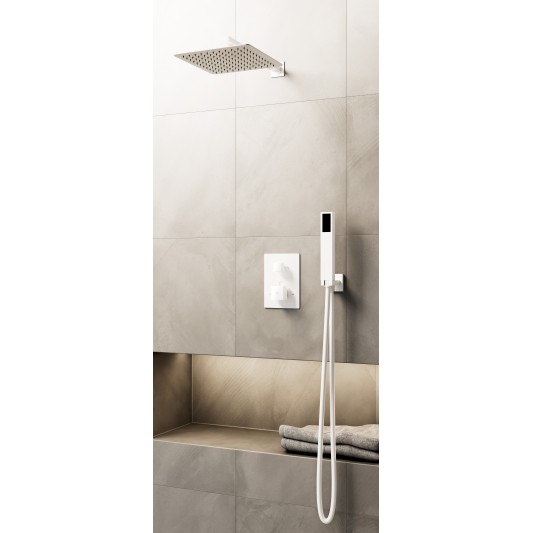 Conjunto de ducha empotrado termostático Orion blanco con rociador de pared C3084BL-P
