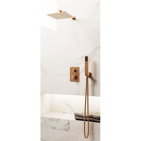 Conjunto de ducha empotrado termostático Orion cobre con rociador de pared C3084CB-P