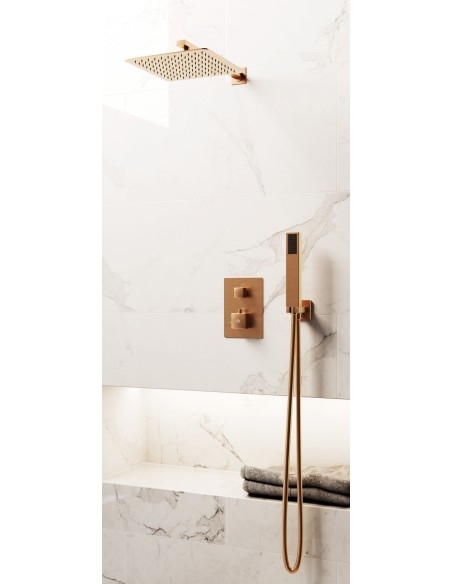 Conjunto de ducha empotrado termostático Orion cobre con rociador de pared C3084CB-P