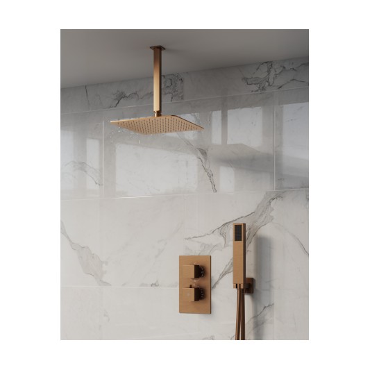 Conjunto de ducha empotrado termostático Orion cobre con rociador de techo C3084CB-T