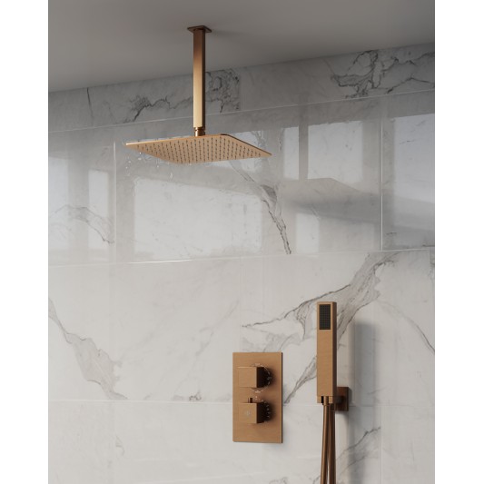 Conjunto de ducha empotrado termostático Orion cobre con rociador de techo C3084CB-T