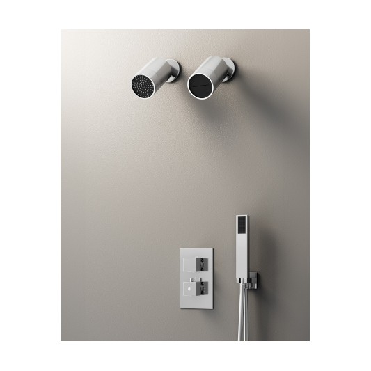 Conjunto de ducha empotrado termostático Orion cromo con doble rociador C3084-M