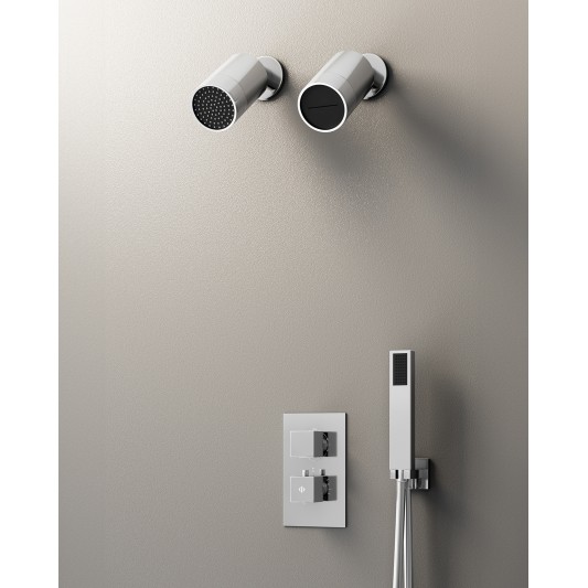 Conjunto de ducha empotrado termostático Orion cromo con doble rociador C3084-M