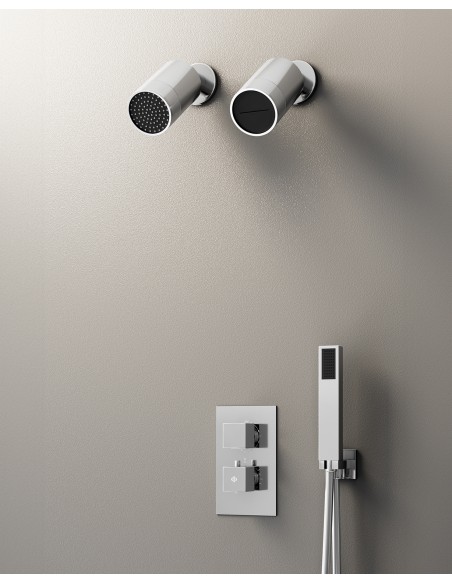 Conjunto de ducha empotrado termostático Orion cromo con doble rociador C3084-M
