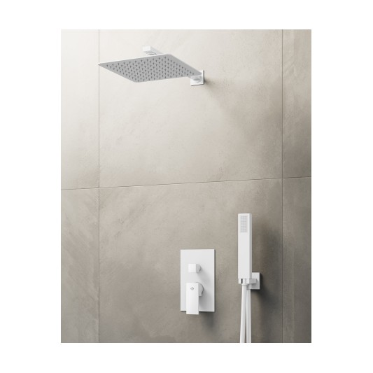Conjunto de ducha empotrado monomando Orion blanco con rociador de pared C3088BL-P