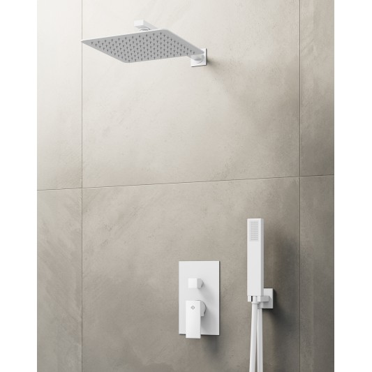 Conjunto de ducha empotrado monomando Orion blanco con rociador de pared C3088BL-P