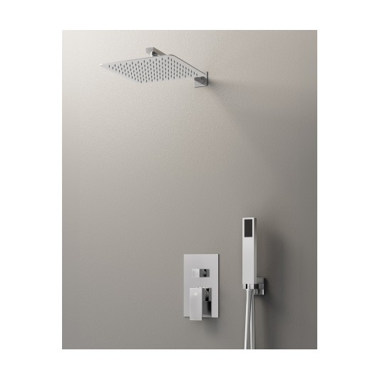 Conjunto de ducha empotrado monomando Orion cromo con rociador de pared C3088-P