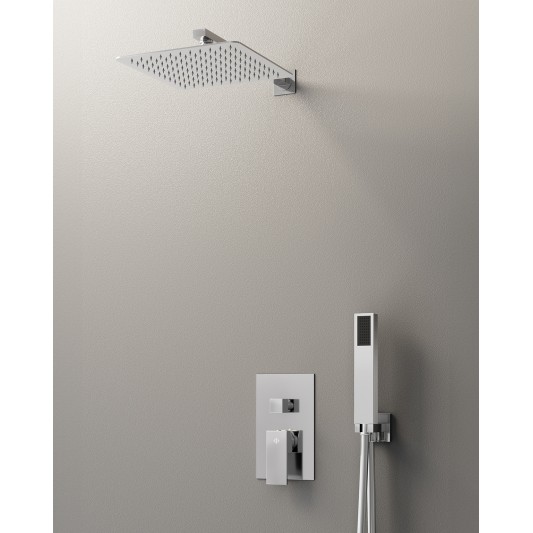 Conjunto de ducha empotrado monomando Orion cromo con rociador de pared C3088-P