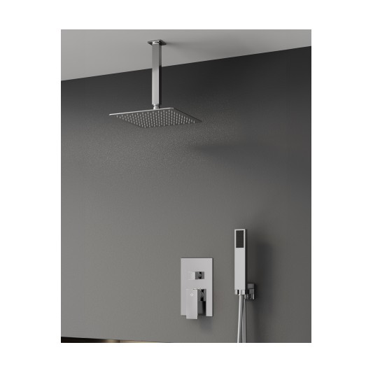 Conjunto de ducha empotrado monomando Orion cromo con rociador de techo C3088-T