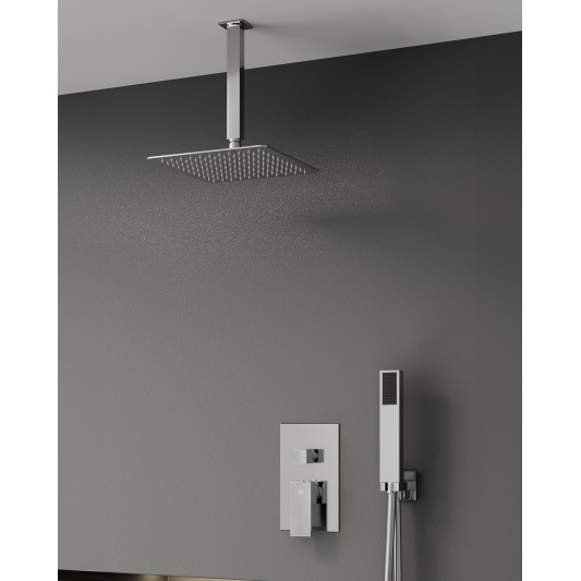 Conjunto de ducha empotrado monomando Orion cromo con rociador de techo C3088-T