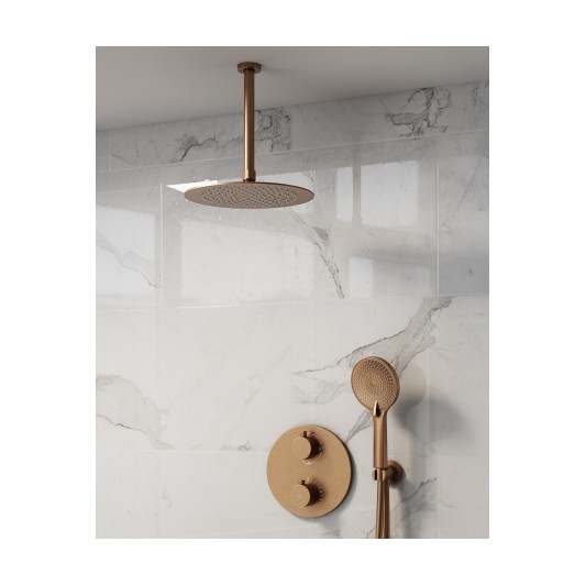 Conjunto de ducha empotrado termostático Round cobre con rociador de techo C3082CB-T