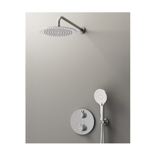 Conjunto de ducha empotrado termostático Round cromo con rociador de pared C3082-P