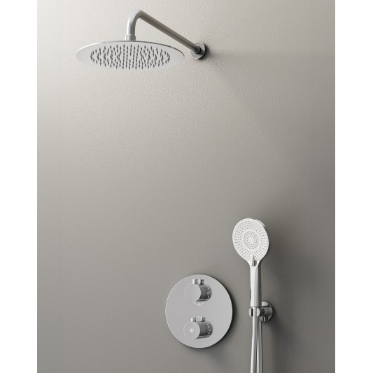 Conjunto de ducha empotrado termostático Round cromo con rociador de pared C3082-P