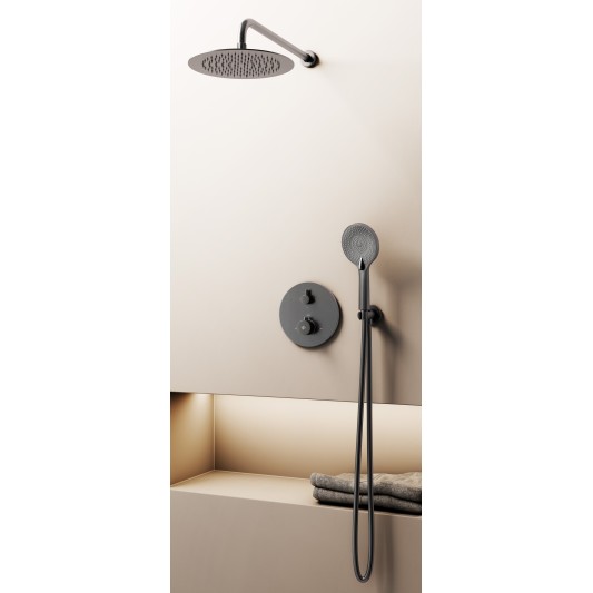 Conjunto de ducha empotrado termostático Round titanio con rociador de pared C3082T-P